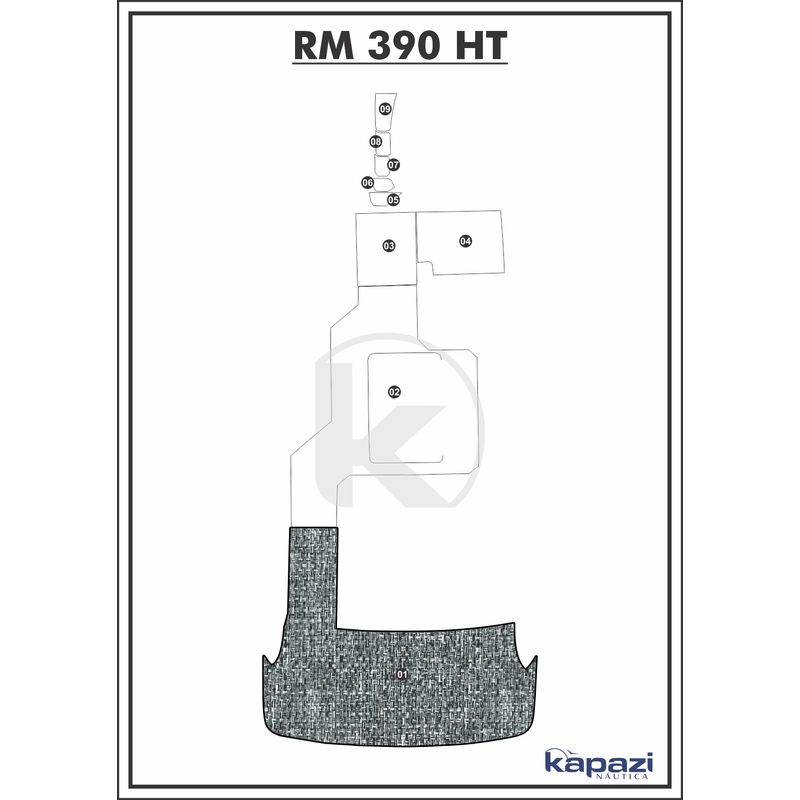 Tapete-PVC-Nautico-Trancado-para-Royal-Mariner-390-HT-Plataforma-Branco-e-Preto-com-Borda