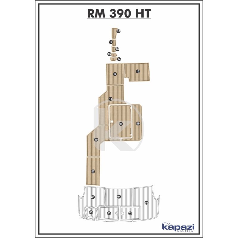 Tapete-EVA-Soft-Tech-para-Royal-Mariner-390-HT-Cockpit-Areia-friso-Preto