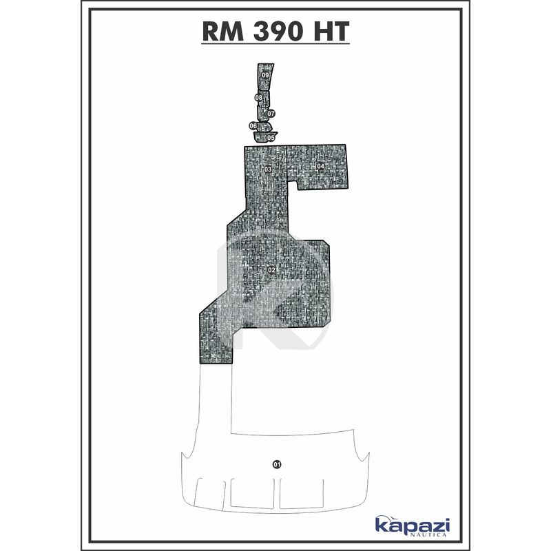 Tapete-PVC-Nautico-Trancado-para-Royal-Mariner-390-HT-Cockpit-Branco-e-Preto-com-Borda