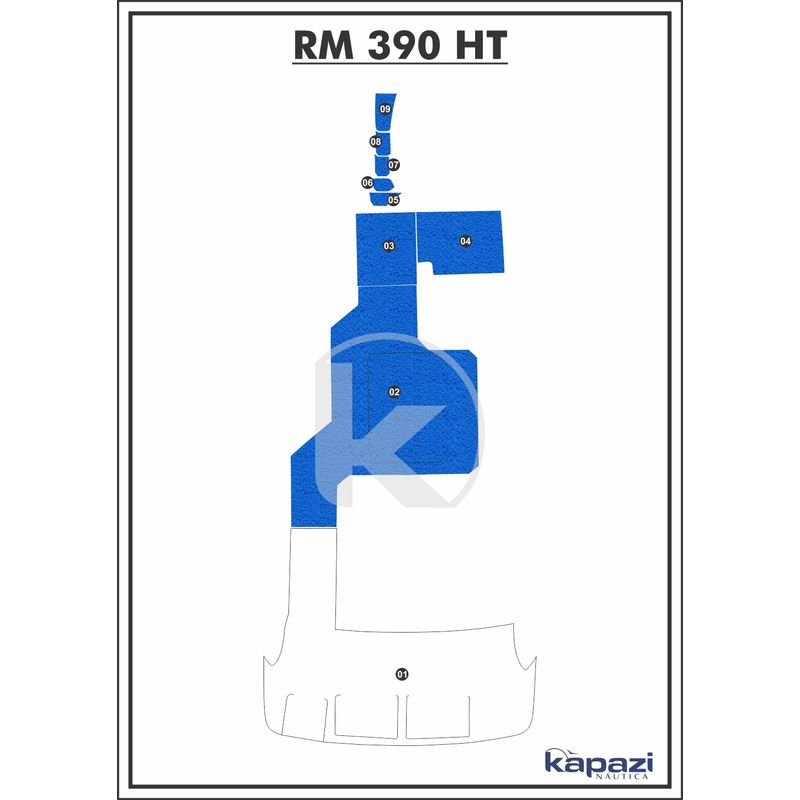 Tapete-PVC-Vinil-Kap-para-Royal-Mariner-390-HT-Cockpit-Azul-Royal