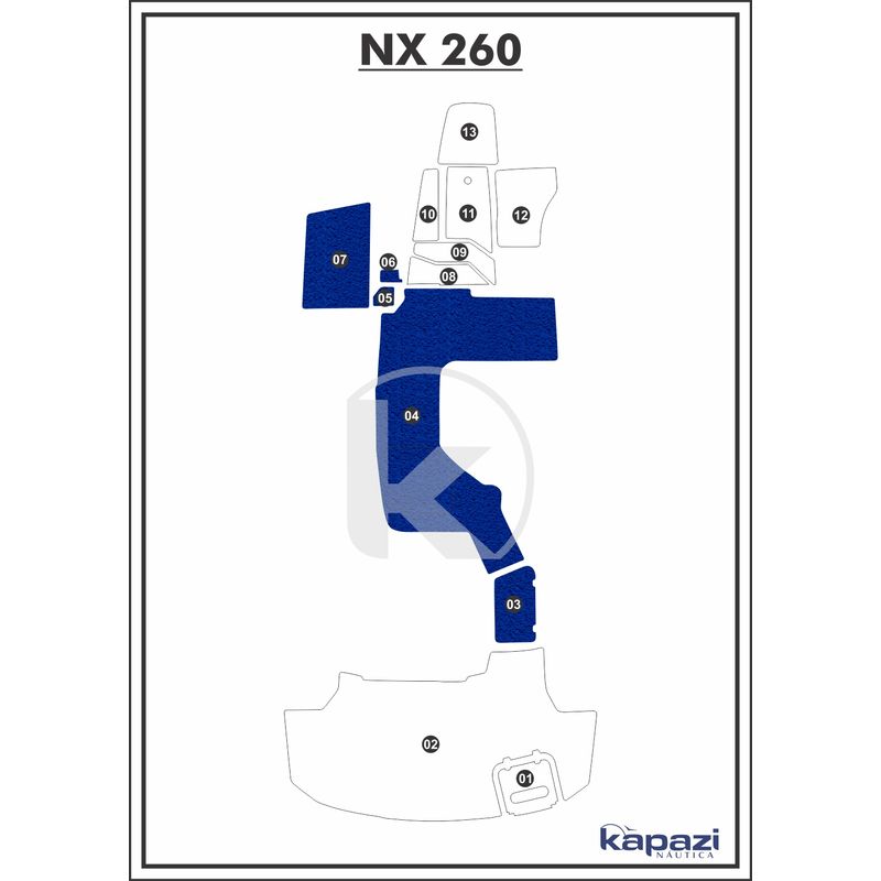 Tapete-PVC-Vinil-Kap-para-NX-260-Cockpit-Azul-Royal