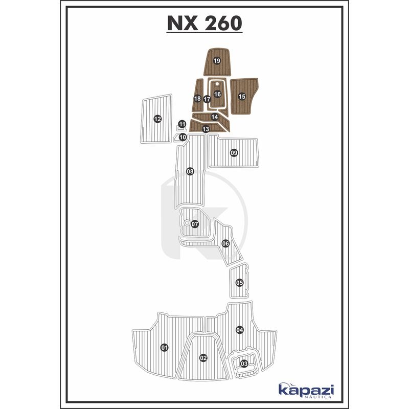 Tapete-PVC-Thermo-Deck-Beach-para-NX-260-Cabine-Natural-friso-Preto