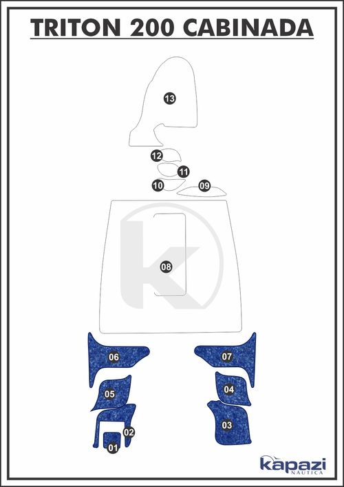 Tapete Têxtil Nauti Clean para Triton 200 Cabinada - Plataforma