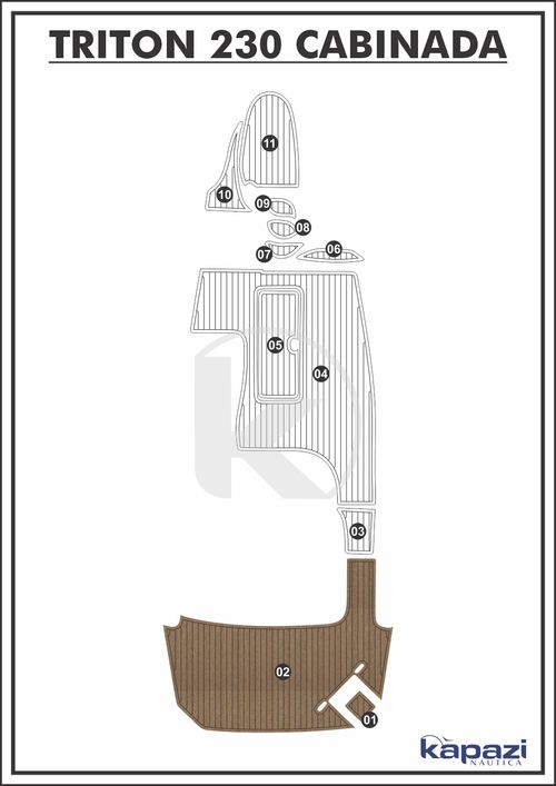 Tapete PVC Thermo Deck Beach para Triton 230 Cabinada - Plataforma