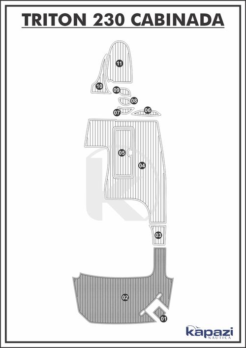 Tapete PVC Thermo Deck Comfort para Triton 230 Cabinada - Plataforma