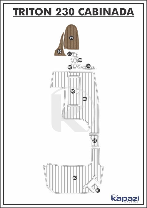 Tapete PVC Thermo Deck Beach para Triton 230 Cabinada - Cabine