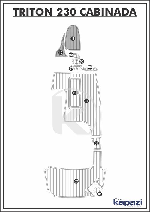 Tapete PVC Thermo Deck Comfort para Triton 230 Cabinada - Cabine