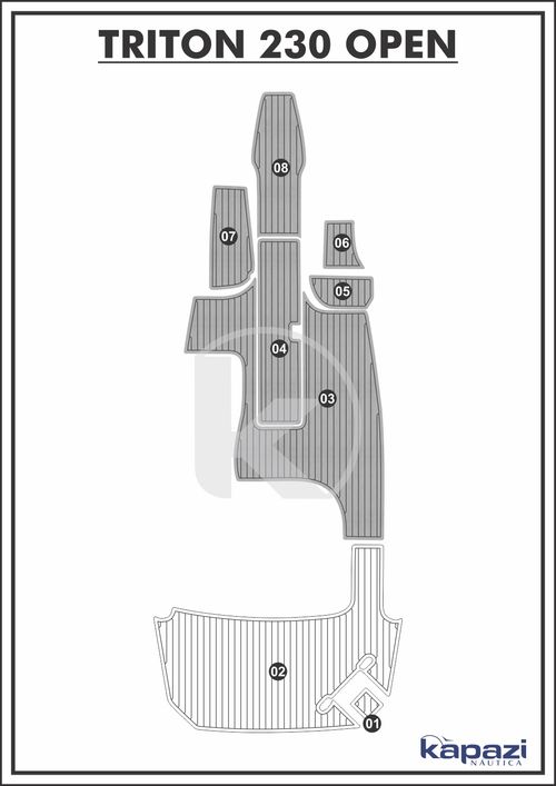 Tapete PVC Thermo Deck Comfort para Triton 230 Open - Cockpit