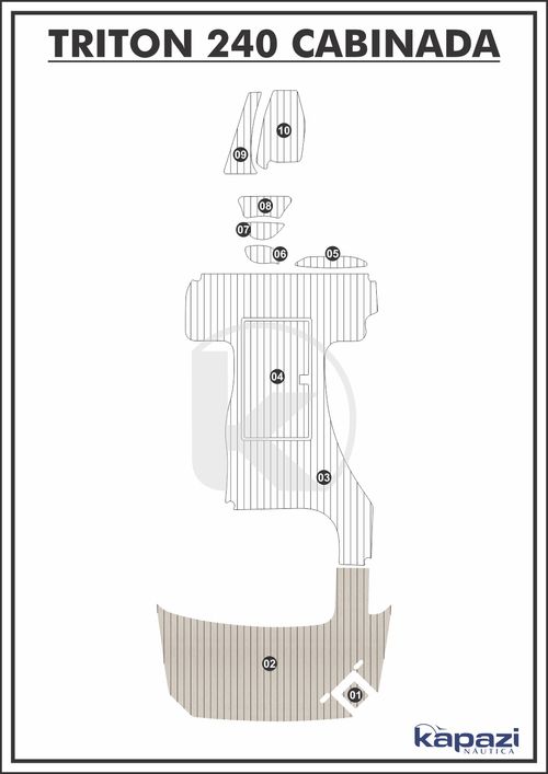 Tapete PVC Thermo Deck Classic para Triton 240 Cabinada - Plataforma