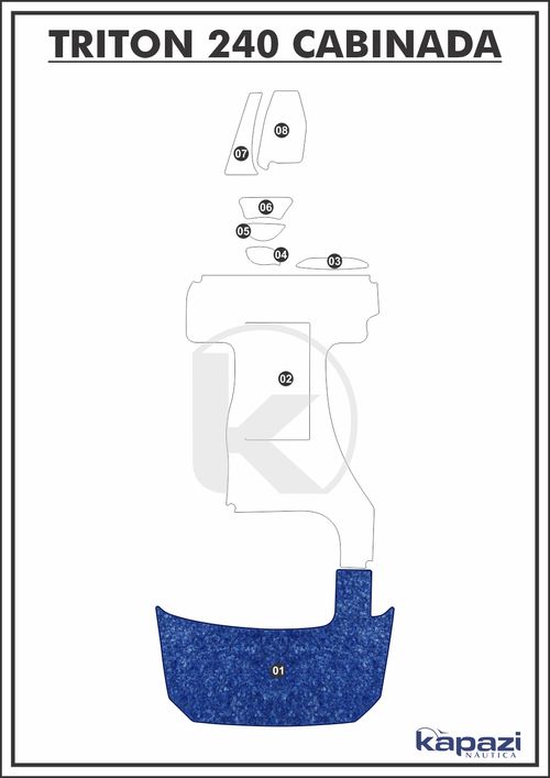 Tapete Têxtil Nauti Clean para Triton 240 Cabinada - Plataforma