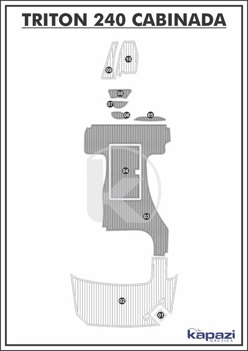 Tapete PVC Thermo Deck Comfort para Triton 240 Cabinada - Cockpit