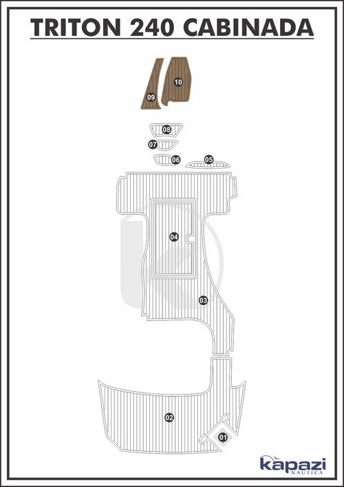 Tapete PVC Thermo Deck Beach para Triton 240 Cabinada - Cabine