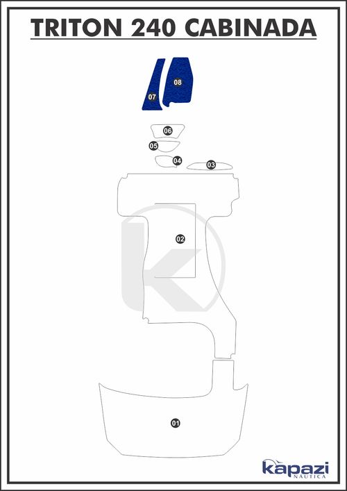 Tapete PVC Vinil Kap para Triton 240 Cabinada - Cabine
