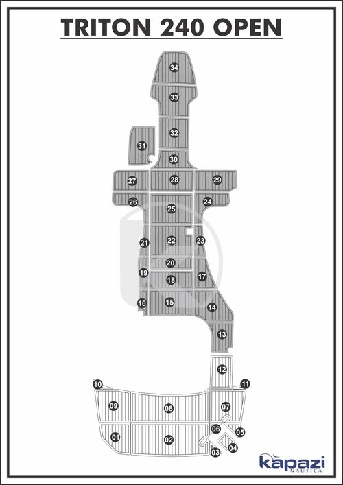 Tapete PVC Thermo Deck Comfort para Triton 240 Open - Cockpit