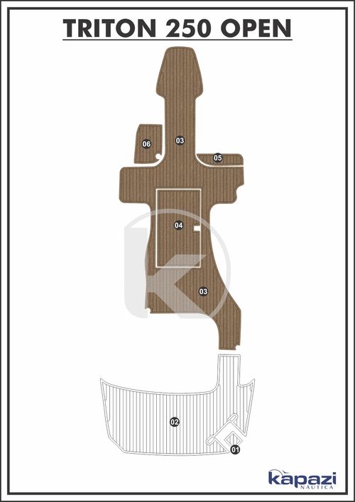 Tapete PVC Thermo Deck Beach para Triton 250 Open - Cockpit