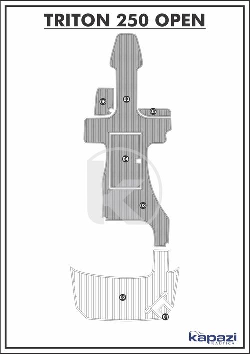 Tapete PVC Thermo Deck Comfort para Triton 250 Open - Cockpit