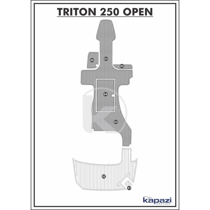 tapete-pvc-thermo-deck-comfort-para-triton-250-open-cockpit-cinza-friso-preto