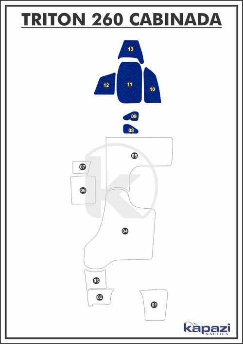 Tapete PVC Vinil Kap para Triton 260 Cabinada - Cabine