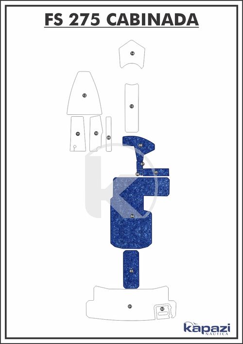 Tapete Têxtil Nauti Clean para FS 275 Cabinada - Cockpit