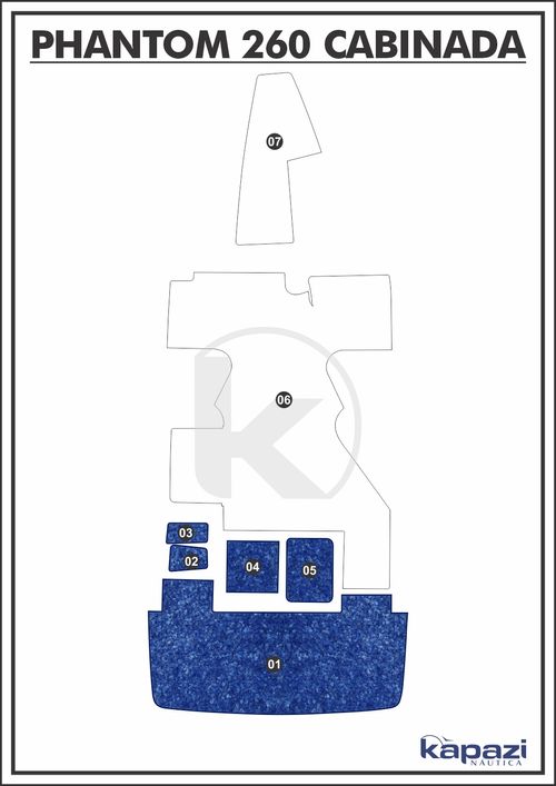 Tapete Têxtil Nauti Clean para Phantom 260 Cabinada - Plataforma
