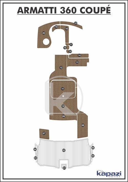 Tapete PVC Thermo Deck Beach para Armatti 360 Coupe - Cockpit