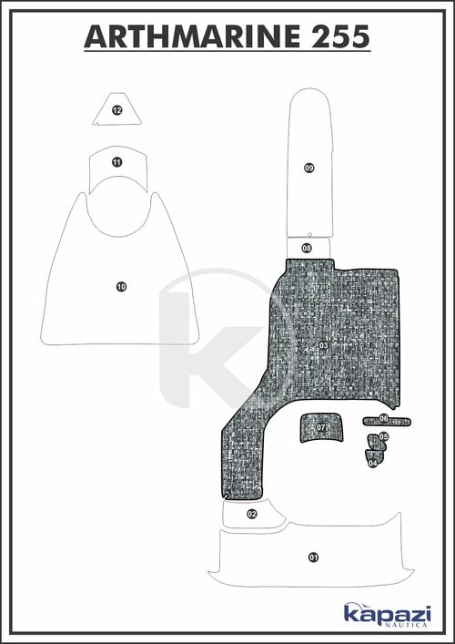 Tapete PVC Náutico Trançado para Arthmarine 255 - Cockpit