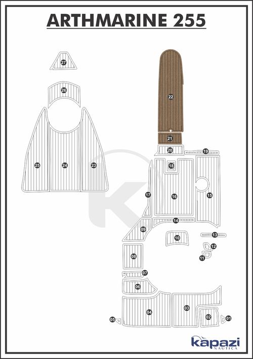 Tapete PVC Thermo Deck Beach para Arthmarine 255 - Cabine
