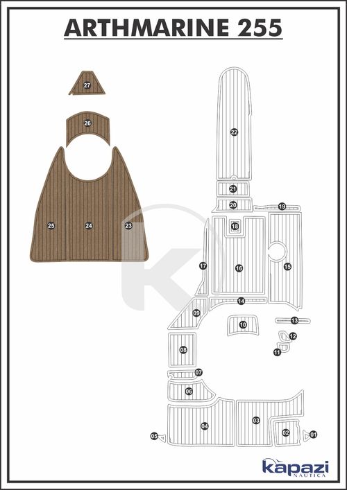 Tapete PVC Thermo Deck Beach para Arthmarine 255 - Proa