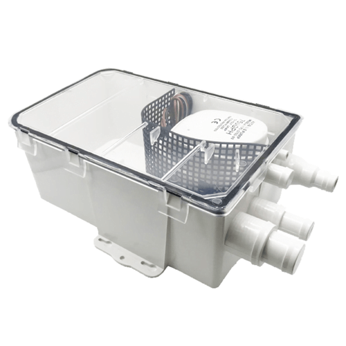 Caixa coletora lifek plástica com bomba de porão automática 750gph 12v 3.0a. Para uso em embarcação.