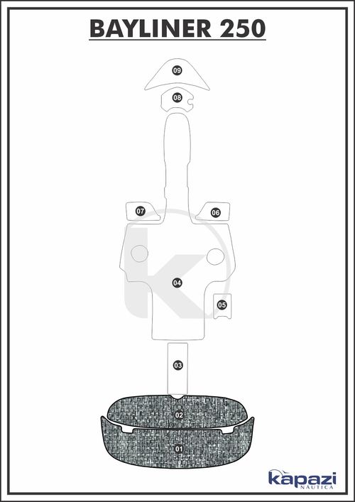 Tapete PVC Náutico Trançado para Bayliner 250 - Plataforma