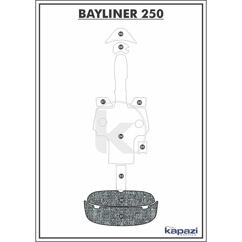 Tapete-PVC-Nautico-Trancado-para-Bayliner-250-Plataforma-Branco-e-Preto-com-Borda