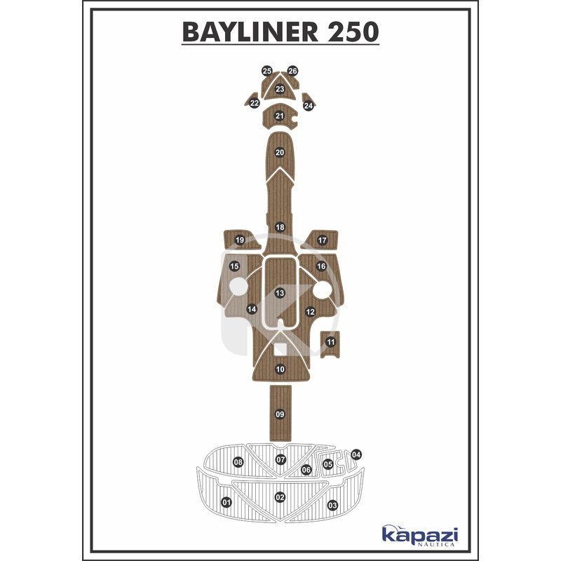 Tapete-PVC-Thermo-Deck-Beach-para-Bayliner-250-Cockpit-Natural-friso-Preto