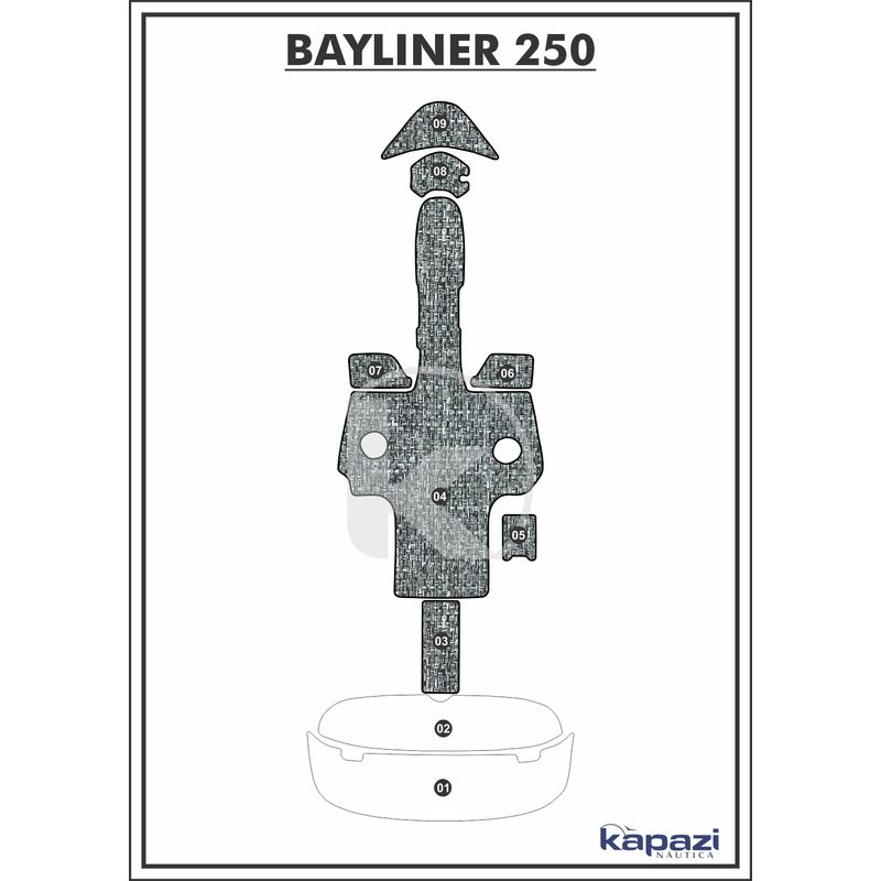 Tapete-PVC-Nautico-Trancado-para-Bayliner-250-Cockpit-Branco-e-Preto-com-Borda