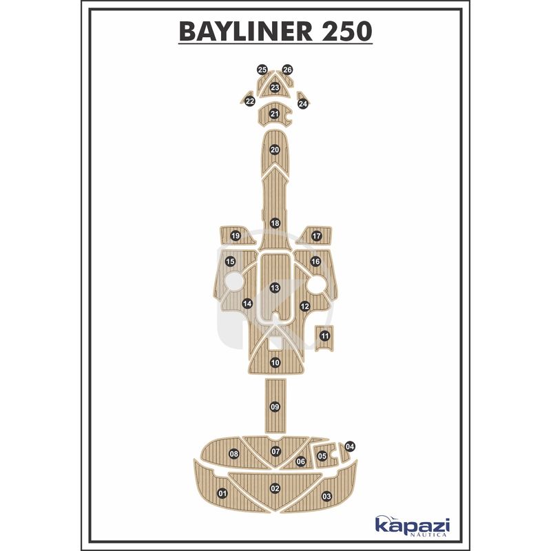 Tapete-EVA-Soft-Tech-para-Bayliner-250-Completo-Areia-friso-Preto