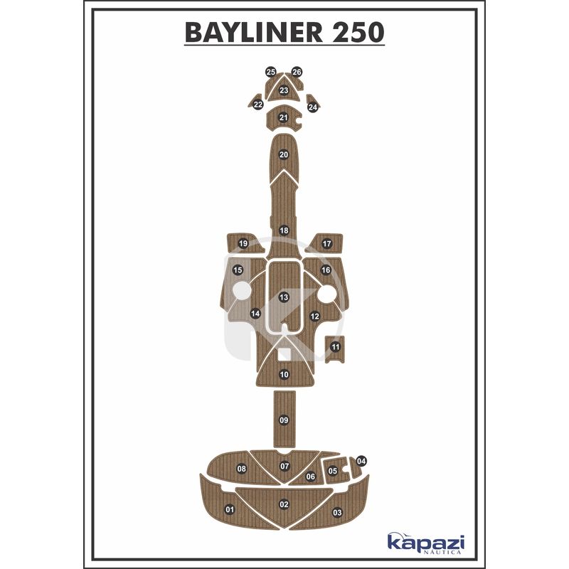 Tapete-PVC-Thermo-Deck-Beach-para-Bayliner-250-Completo-Natural-friso-Preto