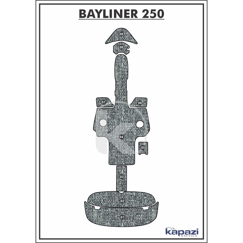 Tapete-PVC-Nautico-Trancado-para-Bayliner-250-Completo-Branco-e-Preto-com-Borda