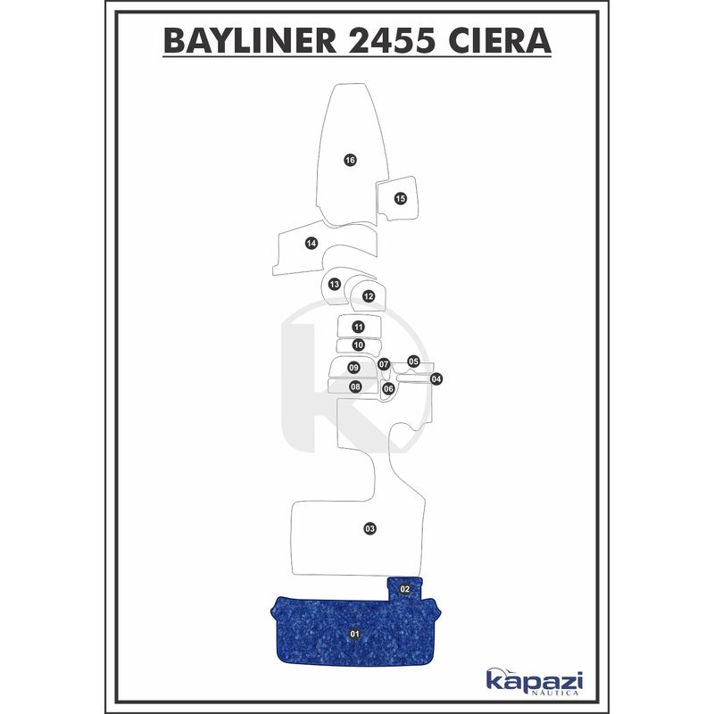 Tapete-Textil-Nauti-Clean-para-Bayliner-2455-Ciera-Plataforma-Azul-Maritimo-com-Borda