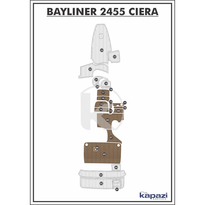 Tapete-PVC-Thermo-Deck-Beach-para-Bayliner-2455-Ciera-Cockpit-Natural-friso-Preto
