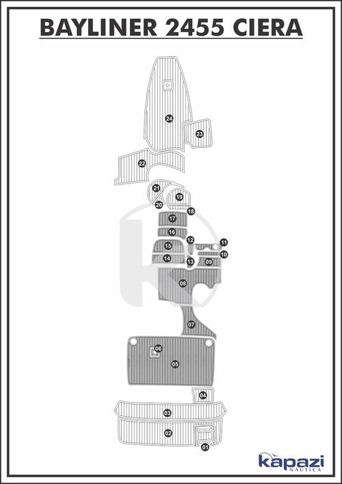 Tapete PVC Thermo Deck Comfort para Bayliner 2455 Ciera - Cockpit