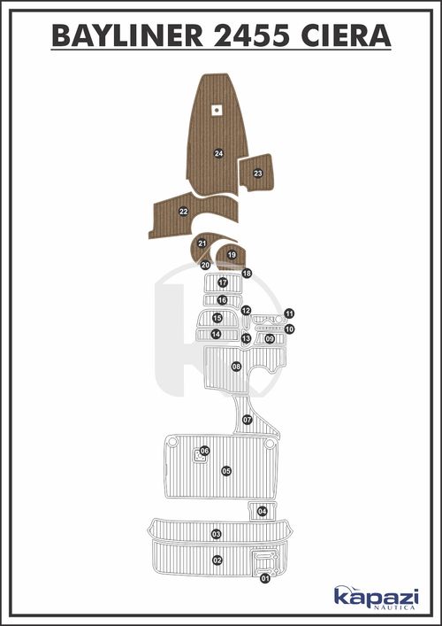 Tapete PVC Thermo Deck Beach para Bayliner 2455 Ciera - Cabine