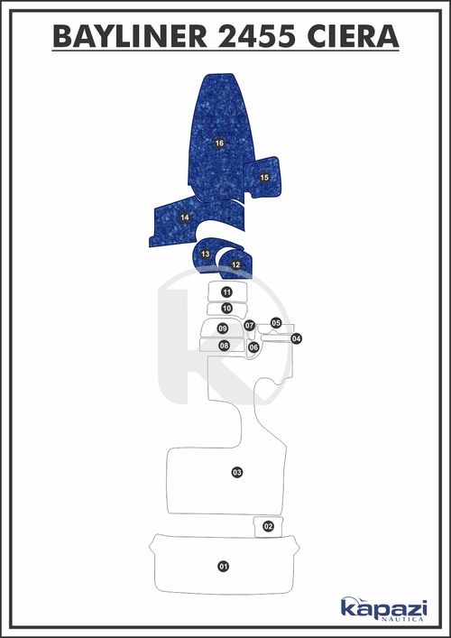 Tapete Têxtil Nauti Clean para Bayliner 2455 Ciera - Cabine