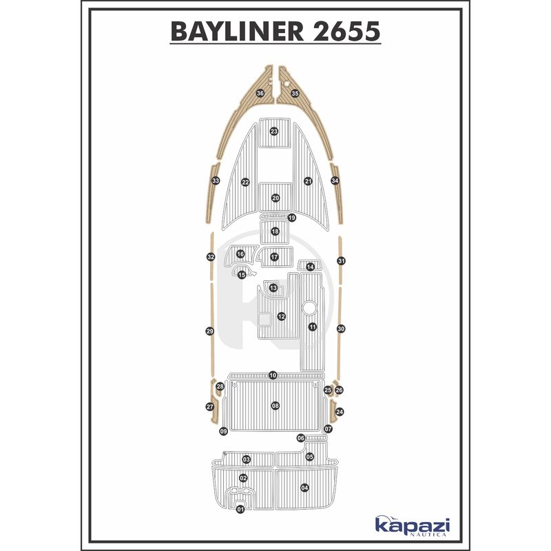 Tapete-EVA-Soft-Tech-para-Bayliner-2655-Passadico-Areia-friso-Preto