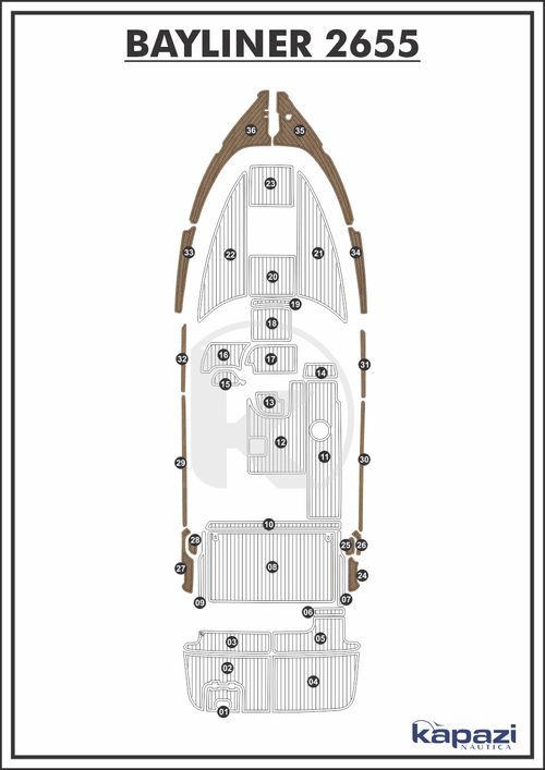 Tapete PVC Thermo Deck Beach para Bayliner 2655 - Passadiço