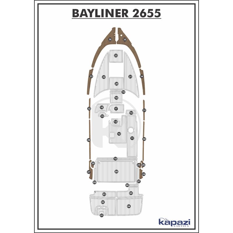 Tapete-PVC-Thermo-Deck-Beach-para-Bayliner-2655-Passadico-Natural-friso-Preto