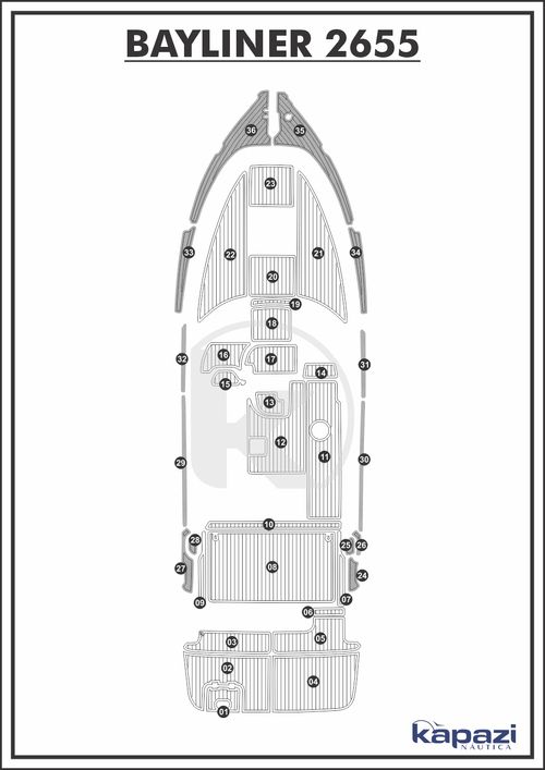 Tapete PVC Thermo Deck Comfort para Bayliner 2655 - Passadiço