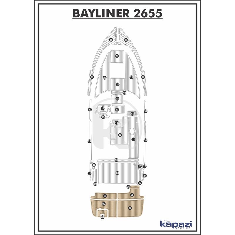Tapete-EVA-Soft-Tech-para-Bayliner-2655-Plataforma-Areia-friso-Preto