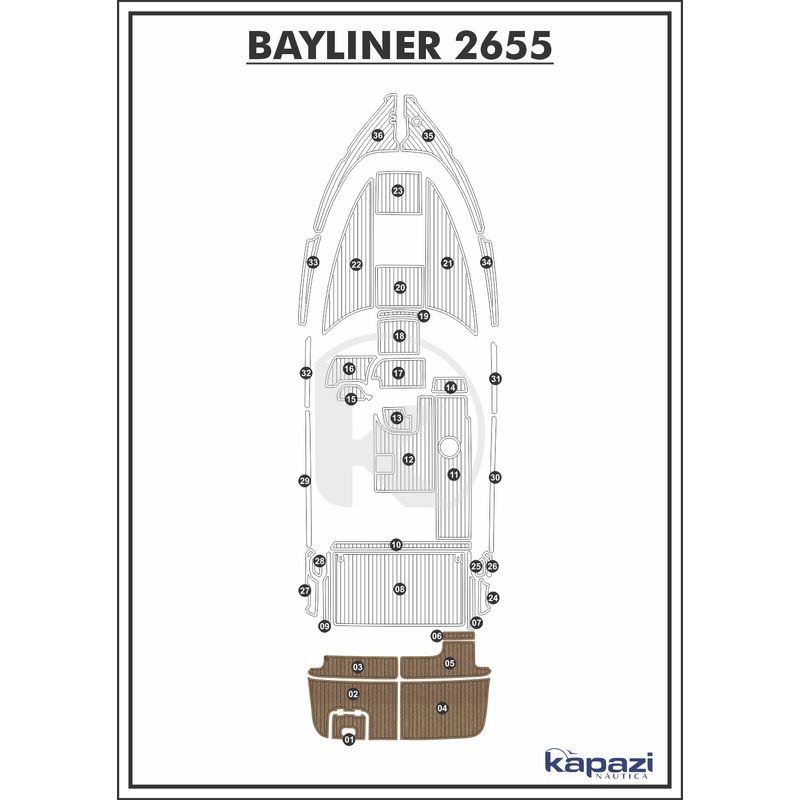 Tapete-PVC-Thermo-Deck-Beach-para-Bayliner-2655-Plataforma-Natural-friso-Preto