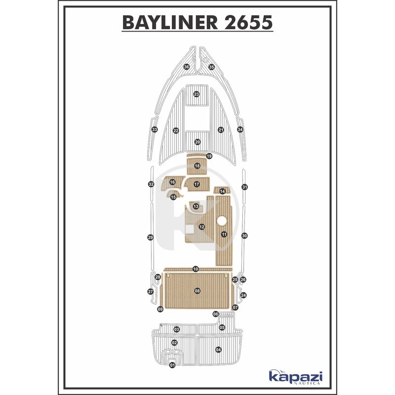 Tapete-EVA-Soft-Tech-para-Bayliner-2655-Cockpit-Areia-friso-Preto