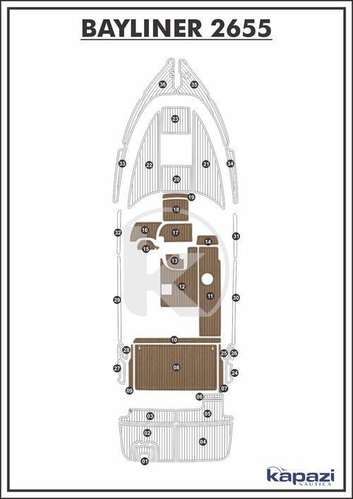 Tapete PVC Thermo Deck Beach para Bayliner 2655 - Cockpit