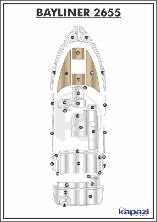 Tapete EVA Soft Tech para Bayliner 2655 - Proa